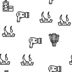 Healthy Hair Treatment Vector Seamless Pattern Thin Line Illustration
