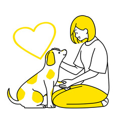 女性と犬のイラスト 