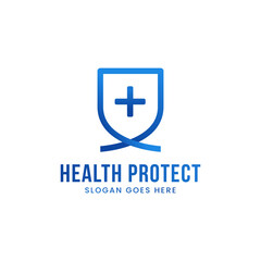 Health Protection logo design, Shield with Medical symbol for Health Insurance company logo design