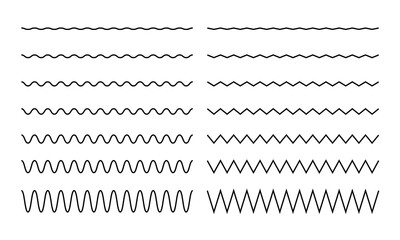 Wave, zigzag, wiggle line stroke for divider, border design. Curve brush stroke. Vector illustration.