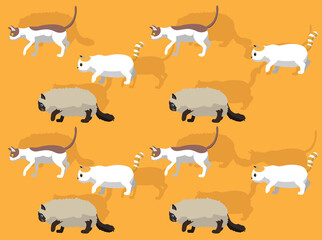 Animal Animation Various Breeds Cat Running Cartoon Vector Seamless Wallpaper Set 3