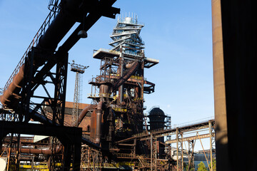Fototapeta na wymiar View of old steel factory in Dolni Vitkovice, Lower Vitkovice district, Ostrava, Czech Republic