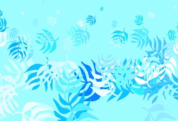 Light BLUE vector natural backdrop with leaves.