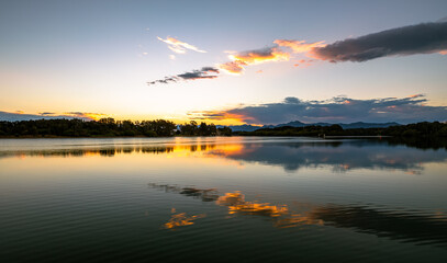 Sunset  in the beautiful, calm waters over river in eastern Australia.