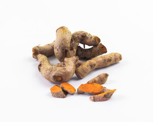Turmeric on white background.