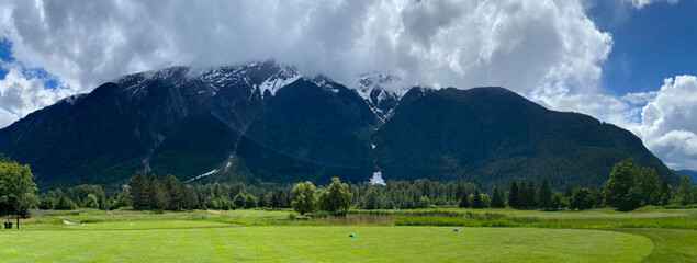 Panorama of Mount Currie in Pemberton, BC