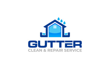 Illustration vector graphic of gutter installation and repair service logo design template