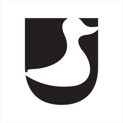 creative simple logo design initial U duck