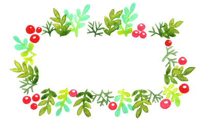 Christmas ornament wreath banner watercolor for decoration on Christmas holiday event.