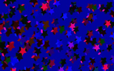 Dark Multicolor vector backdrop with small and big stars.