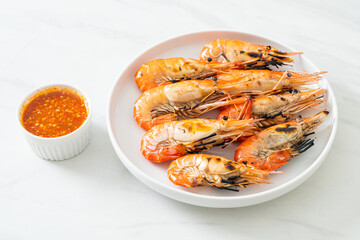 grilled river prawns or shrimps