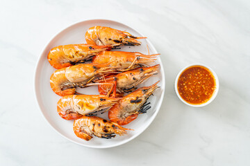 grilled river prawns or shrimps