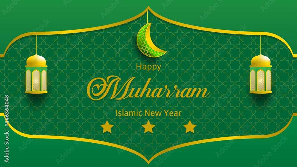 Wall mural happy muharram background. islamic new year