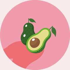 アボカドのイラスト 有機野菜ベジタリアン Illustration of Avocado organic vegetarian food