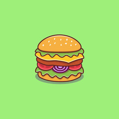 Delicious cheese burger cartoon illustration