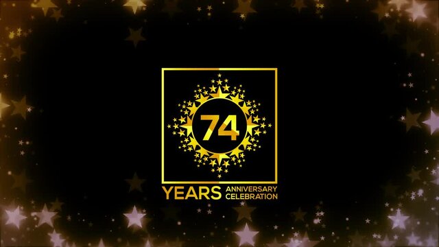 Happy Celebrating of ,  74   Years Anniversary Moments Couple, invitation Mixer Gold color Star logo Videos