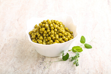 Marinated Green peas in the bowl