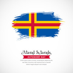 Brush stroke concept for Aland Islands national flag. Abstract hand drawn texture brush background