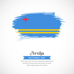 Brush stroke concept for Aruba national flag. Abstract hand drawn texture brush background