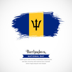 Brush stroke concept for Barbados national flag. Abstract hand drawn texture brush background