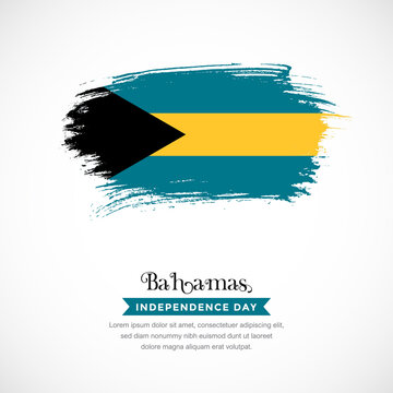 Brush stroke concept for Bahamas national flag. Abstract hand drawn texture brush background
