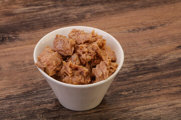 Canned tuna fillet for salad