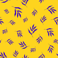 Seamless pattern of purple tropical leaves
