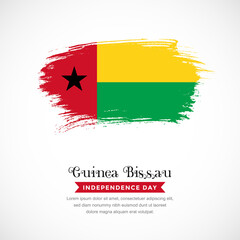 Brush stroke concept for Guinea-Bissau national flag. Abstract hand drawn texture brush background