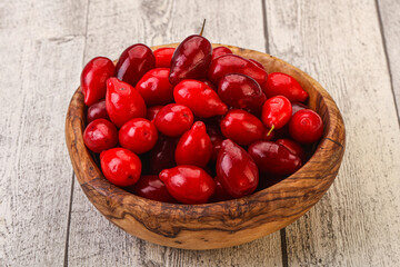 Sweet and ripe cornel berries