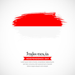 Brush stroke concept for Indonesia national flag. Abstract hand drawn texture brush background