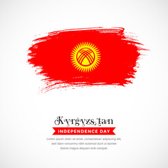 Brush stroke concept for Kyrgyzstan national flag. Abstract hand drawn texture brush background