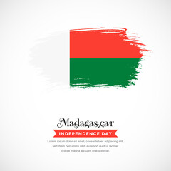 Brush stroke concept for Madagascar national flag. Abstract hand drawn texture brush background