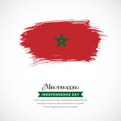 Brush stroke concept for Morocco national flag. Abstract hand drawn texture brush background