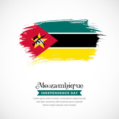 Brush stroke concept for Mozambique national flag. Abstract hand drawn texture brush background