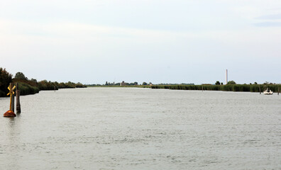 wide mouth of the Po River in Italy