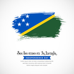 Brush stroke concept for Solomon Islands national flag. Abstract hand drawn texture brush background