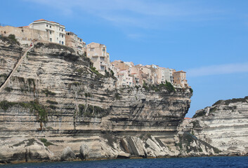 Fototapeta na wymiar Awesome view with houses over the sea in the Bonifacio in Corse Island