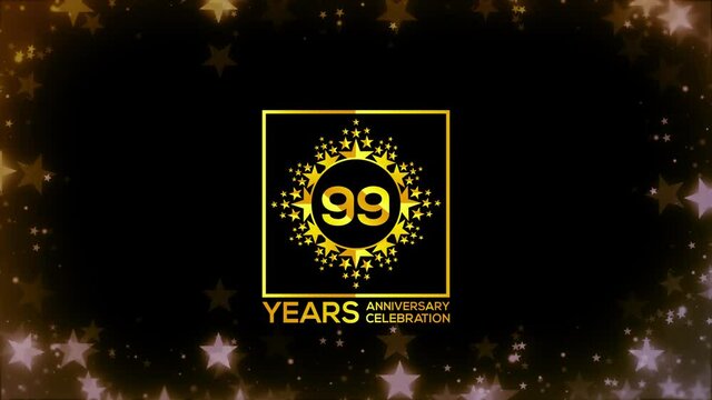 Happy Celebrating of  99   Years Anniversary Moments Couple, invitation Mixer Gold color Star logo Videos