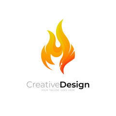 Abstract flame logo and eagle design template hot simple logos