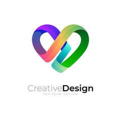 Fototapeta premium Abstract love logo with 3d colorful design