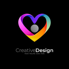 Abstract love logo and charity icon template, People logo colorful