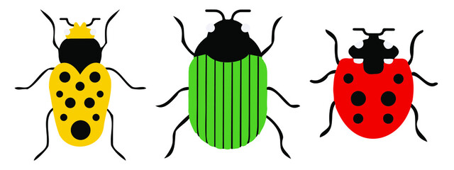 Set of beetles. Flat and modern design.