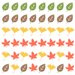Fototapeta na wymiar 新緑と秋の葉のラインセット