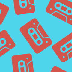 Seamless pattern tile with cassette tape shapes.