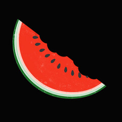 slice of watermelon with bites illustration 