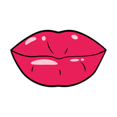 Red attractive mouth folded for a kiss.