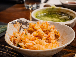 Close up shot of uni rice
