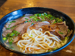 Close up shot of Lanzhou noodles