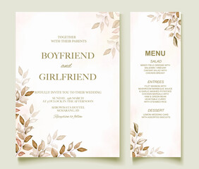 Fototapeta na wymiar Elegant watercolor wedding invitation floral design