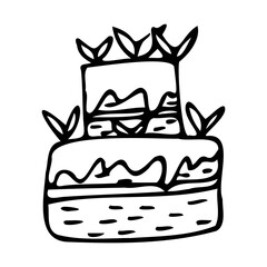 Cake with chocolate and mint leaves.